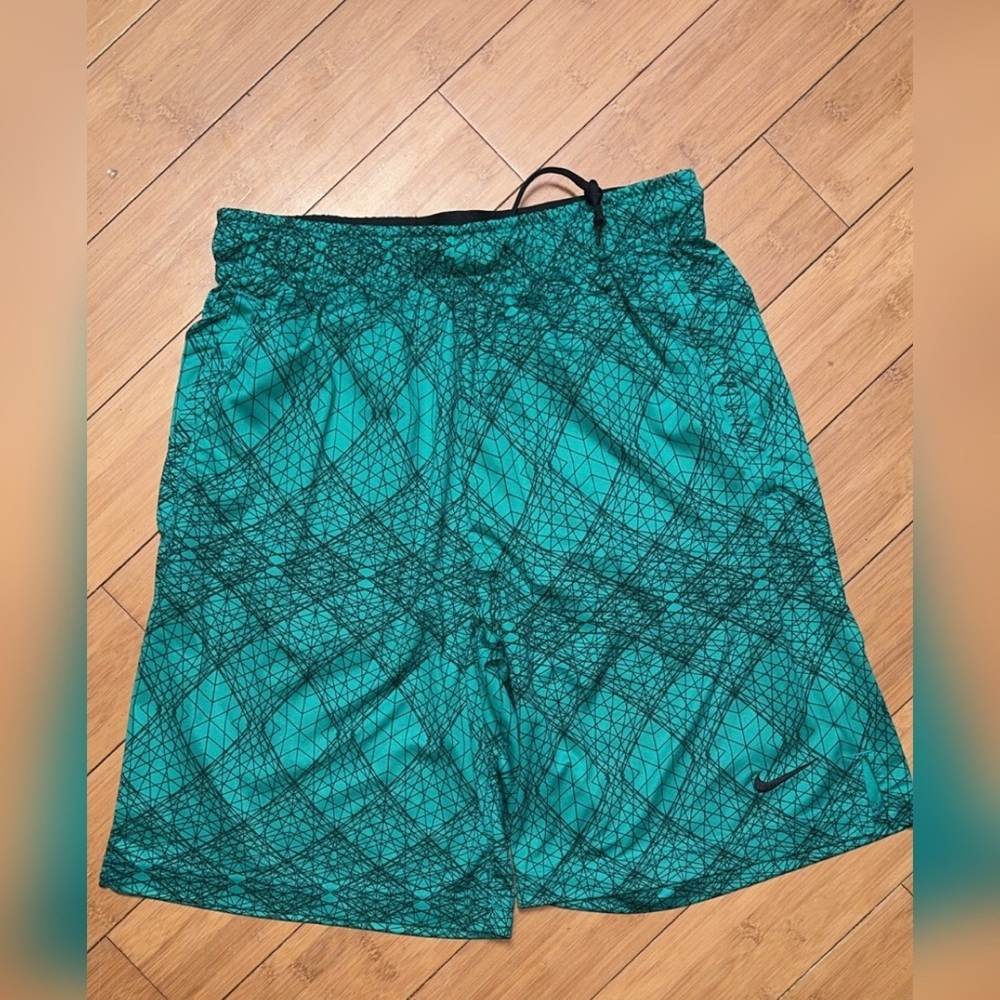 Nike Black and Green Dri-FIT Shorts
